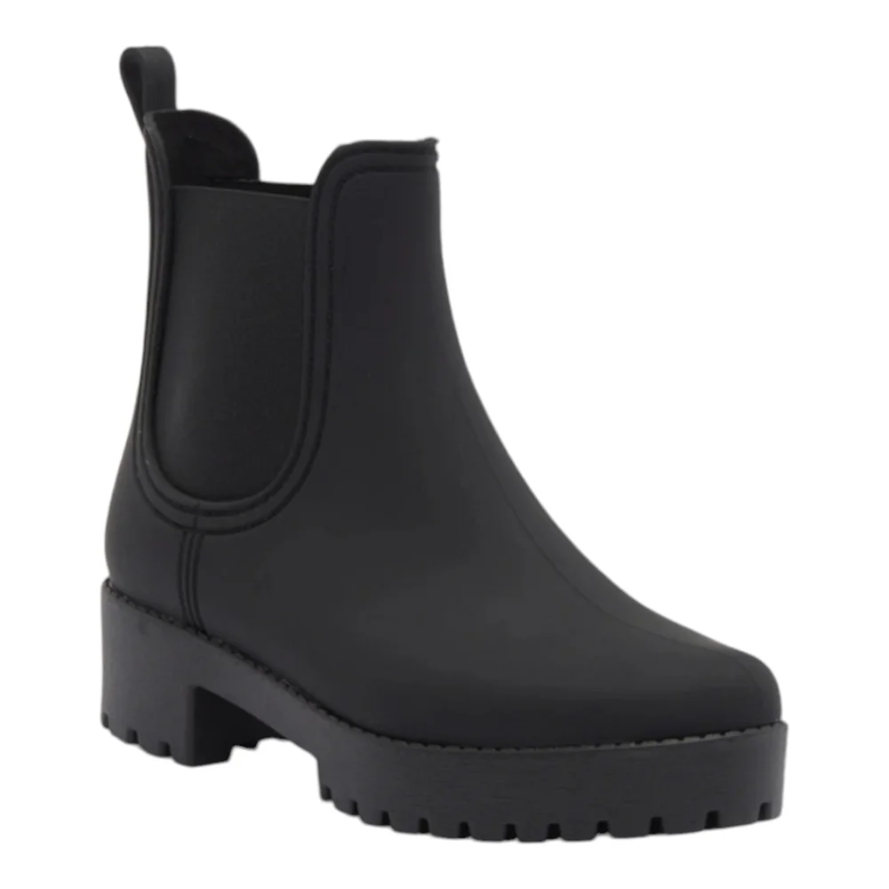 NEW NWOB Jeffrey Campbell Rainz Lug Sole Rain Chelsea Stretch Boot Black…